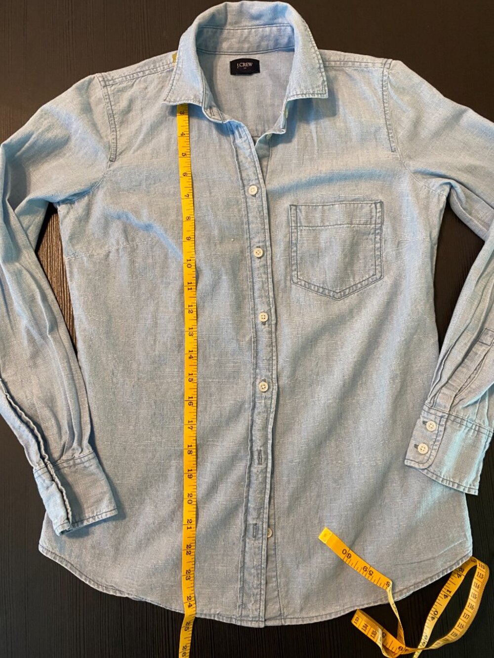 ๐ผ J.Crew Chambray Button Down Shirt XXS | Light Blue Classic Capsule Wardrobe - Picture 7 of 11